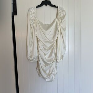 Long Sleeve Backless Satin Mini Dress